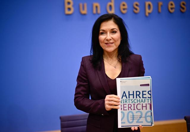 German Economy and Energy Minister Katherina Reiche presents Germany's annual Economy report for 2026 on January 28, 2026 in Berlin. (Photo by Tobias SCHWARZ / AFP)