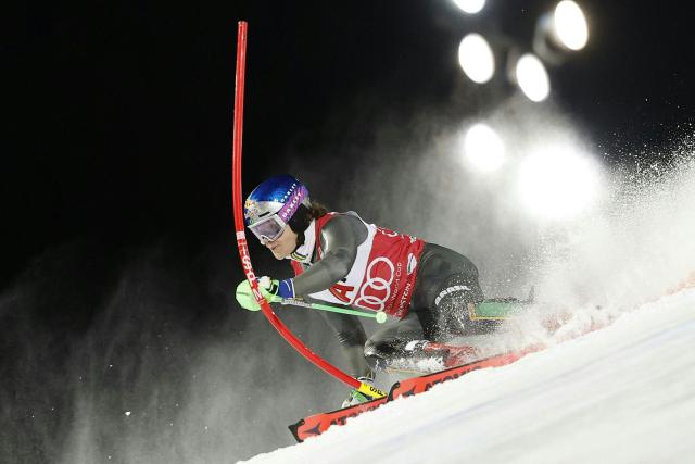 Brazil's Lucas Braathen competes during the first run of the men's Slalom event of FIS Alpine Skiing World Cup in Schladming, Austria, on January 28, 2026. (Photo by ERWIN SCHERIAU / APA / AFP) / Austria OUT