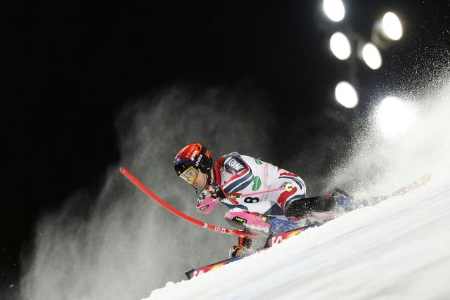 Victor Muffat-Jeandet competes during the first run of the men's Slalom event of FIS Alpine Skiing World Cup in Schladming, Austria, on January 28, 2026. (Photo by ERWIN SCHERIAU / APA / AFP) / Austria OUT