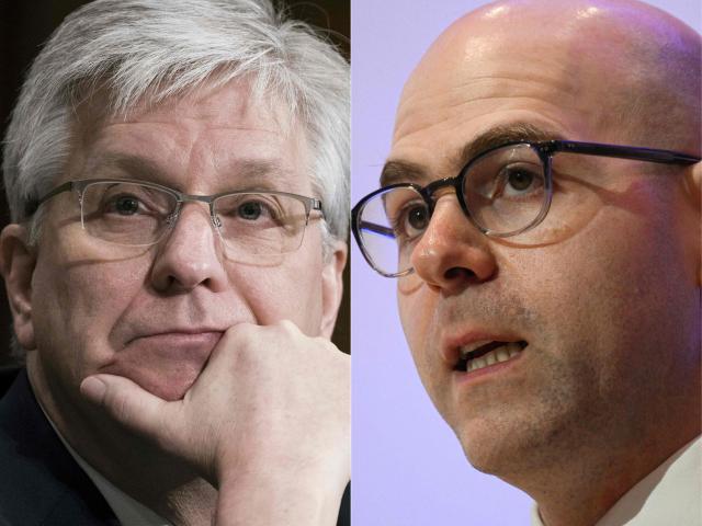 (COMBO) This combination of pictures created on January 28, 2026 shows, L/R, Christopher Waller testifying before the Senate Banking, Housing and Urban Affairs Committee during a hearing on his nomination to be a member on the Federal Reserve Board of Governors on February 13, 2020 in Washington, DC and US economist and member of the Federal Reserve Board of Governors Stephen Miran in Athens, Greece, on January 14, 2025. The US Federal Reserve held interest rates steady Wednesday at its first policy gathering this year, citing robust economic growth, as the central bank resists President Donald Trump's mounting pressure for cuts. But the Federal Open Market Committee saw two dissents. Fed Governor Stephen Miran, alongside Christopher Waller -- who is seen as a potential candidate to succeed chairman Jerome Powell -- both backed a quarter-percentage-point rate cut instead. (Photo by Sarah Silbiger and Angelos TZORTZINIS / AFP)