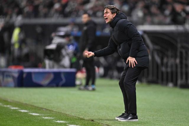 Tottenham Hotspur's Danish head coach Thomas Frank reacts during the UEFA Champions League league phase- day 8 football match between Eintracht Frankfurt and Tottenham Hotspur in Frankfurt, western Germany, on January 28, 2026. (Photo by Kirill KUDRYAVTSEV / AFP)