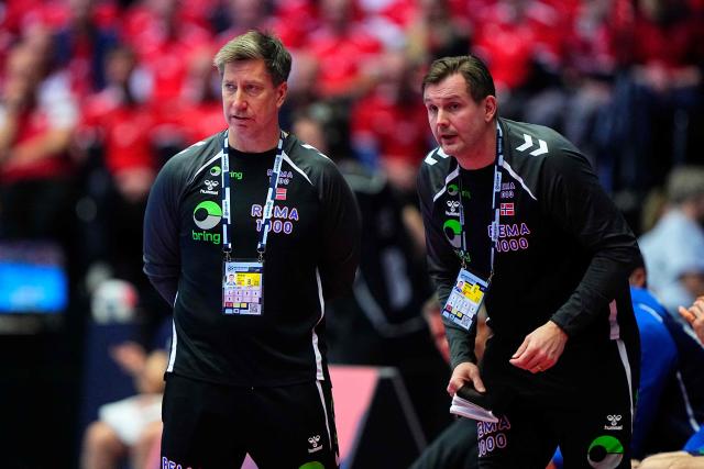 Norway's coach Jonas Wille reacts during the men's EHF Euro 2026 main round handball match Denmark vs Norway in Herning, Denmark, on January 28, 2026. (Photo by Bo Amstrup / Ritzau Scanpix / AFP) / Denmark OUT