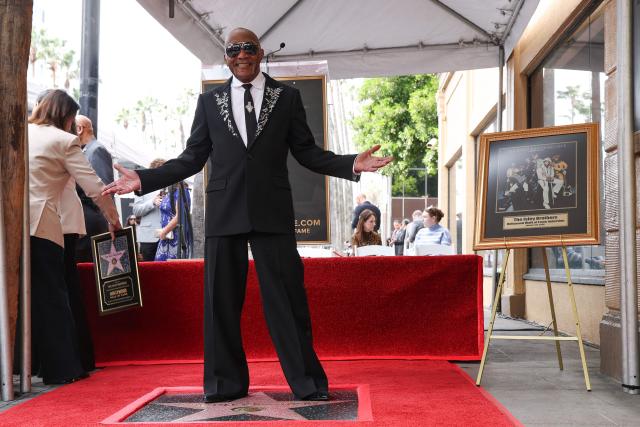 US singer-songwriter Ernie Isley of US band The Isley Brothers poses on his newly unveilled star on the Walk of Fame in Hollywood, California on January 28, 2026. (Photo by VALERIE MACON / AFP)