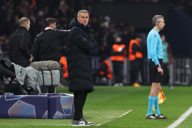 Paris Saint-Germain's Spanish headcoach Luis Enrique  reacts   during the UEFA Champions League - League phase, Matchday 8 - football match between Paris Saint-Germain (PSG) and Newcastle United FC at the Parc des Princes stadium in Paris on January 28, 2026. (Photo by ALAIN JOCARD / AFP)