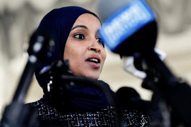 Rep. Ilhan Omar, Democrat from Minnesota, speaks to the press in Minneapolis, Minnesota, on January 28, 2026. On January 27, 2026, a man sprayed Omar with a syringe of unknown liquid at a town hall meeting, where she called for curbing the Trump administration's anti-immigration crackdown. (Photo by Octavio JONES / AFP)