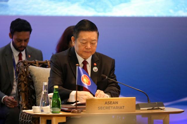 ASEAN Secretary-General Kao Kim Hourn attaneds the Association of Southeast Asian Nations (ASEAN) Foreign Ministers' Retreat in Cebu City on January 29, 2026. (Photo by Jacqueline Hernandez / POOL / AFP)
