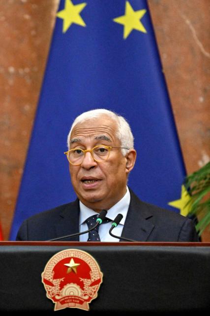 European Council President Antonio Costa speaks during a press briefing with Vietnam's President Luong Cuong at the Presidential Palace in Hanoi on January 29, 2026. (Photo by Nhac NGUYEN / POOL / AFP)