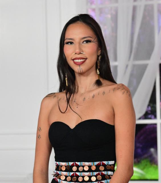 Alaska Native model Quannah Chasinghorse attends the world premiere of "Wuthering Heights" at the TCL Chinese Theatre in Los Angeles on January 28, 2026. (Photo by Frederic J. BROWN / AFP)