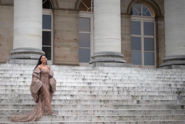 French internet personality Lena Situations arrives at the Palais Brongniart to attend the Ashi Studio Women's Haute Couture Spring/Summer 2026 collection fashion show as part of the Paris Haute Couture Fashion Week, in Paris, on January 29, 2026. (Photo by Guillaume BAPTISTE / AFP)