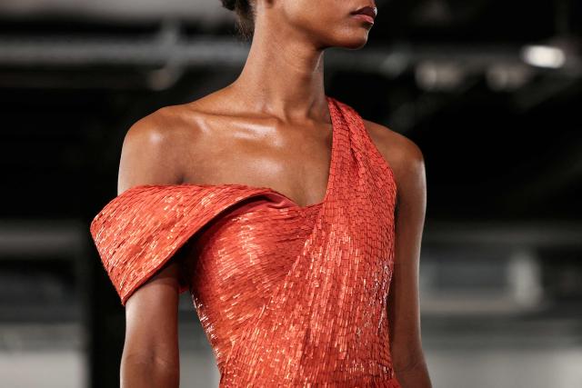 A model presents a creation by Rami Al Ali for the Women's Haute Couture Spring/Summer 2026 collection fashion show as part of the Paris Haute Couture Fashion Week, in Paris, on January 29, 2026. (Photo by Thomas SAMSON / AFP)