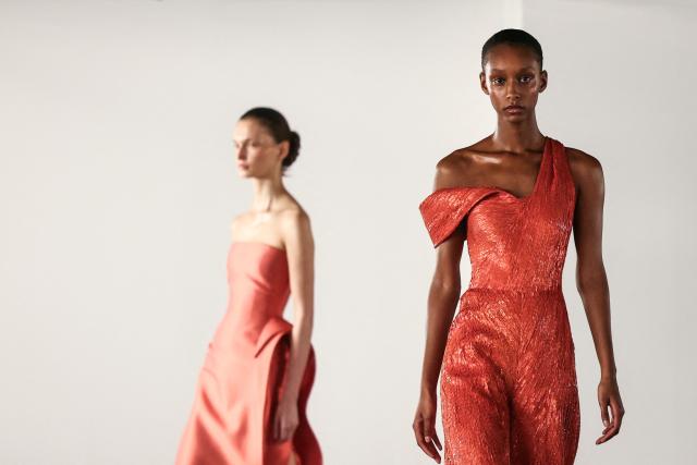 A model presents a creation by Rami Al Ali for the Women's Haute Couture Spring/Summer 2026 collection fashion show as part of the Paris Haute Couture Fashion Week, in Paris, on January 29, 2026. (Photo by Thomas SAMSON / AFP)