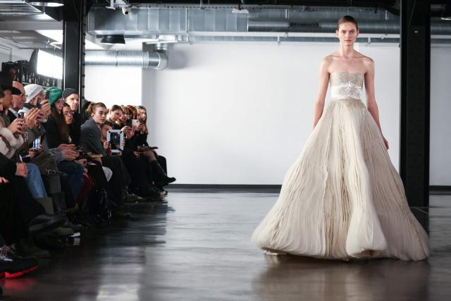 A model presents a creation by Rami Al Ali for the Women's Haute Couture Spring/Summer 2026 collection fashion show as part of the Paris Haute Couture Fashion Week, in Paris, on January 29, 2026. (Photo by Thomas SAMSON / AFP)