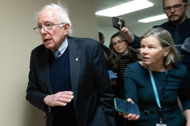US Senator Bernie Sanders, Independent of Vermont, speaks with the press at the US Capitol in Washington, DC, January 29, 2026. US senators looked likely to reject a key vote Thursday to avert another damaging shutdown in President Donald Trump's second term, with Democrats blocking funding for his immigration crackdown after the killings of two activists by federal agents. Lawmakers in the Republican-led upper chamber of Congress are being asked to approve a six-bill spending package intended to fund more than three-quarters of the federal government through the rest of the 2026 fiscal year. (Photo by SAUL LOEB / AFP)