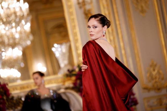 Canadian model and actress Coco Rocha presents a creation for Miss Sohee for the Women's Haute Couture Spring/Summer 2026 collection fashion show as part of the Paris Haute Couture Fashion Week, in Paris, on January 29, 2026. (Photo by Ian LANGSDON / AFP)