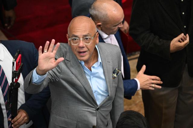 The President of the National Assembly of Venezuela Jorge Rodriguez attends the debate on the Bill for the Partial Reform of the Organic Law on Hydrocarbons during a session at the National Assembly in Caracas on January 29, 2026. (Photo by Federico PARRA / AFP)
