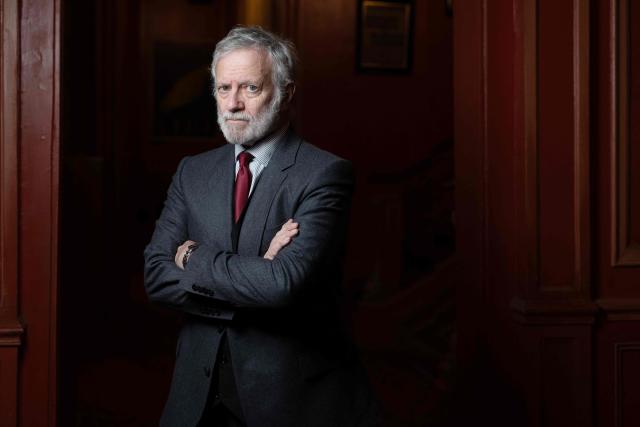 French actor Francis Huster poses at the Theatre Antoine during a photo session in Paris on January 28, 2026. (Photo by JOEL SAGET / AFP)