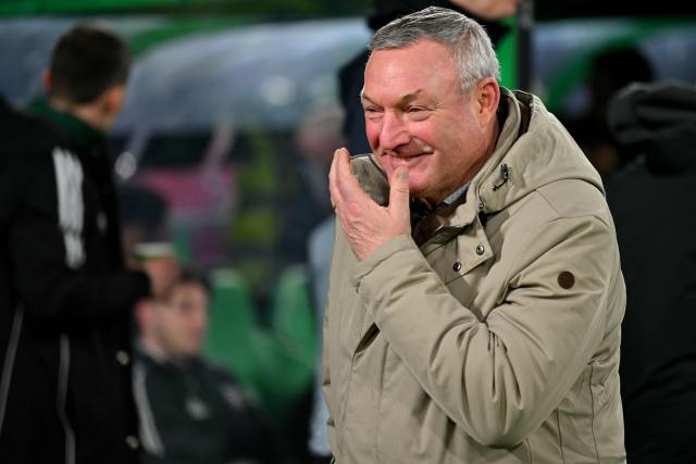 FC Utrecht's Dutch coach Ron Jans looks on before the UEFA Europa League league-stage football match between Celtic and FC Utrecht at Celtic Park in Glasgow on January 29, 2026. (Photo by ANDY BUCHANAN / AFP)