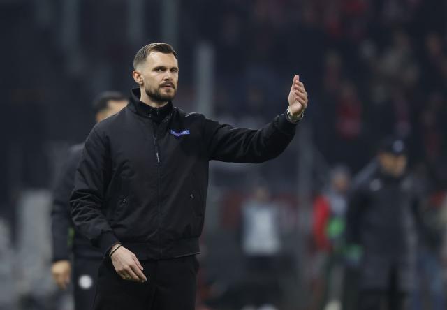 Sturm Graz's Austrian head coach Fabio Ingolitsch reacts during the UEFA Europa League Group first round day 8 football match between Sturm Graz and Brann Bergen in Graz, on January 29, 2026. (Photo by ERWIN SCHERIAU / APA / AFP) / Austria OUT