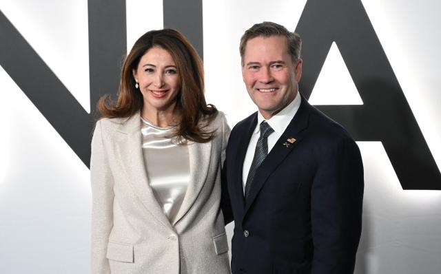 US Ambasador to the United Nations Mike Waltz and his wife former United States Homeland Security Advisor Julia Nesheiwat attend the world premiere of Amazon MGM Studios' "Melania" at the Kennedy Center in Washington, DC, on January 29, 2026. (Photo by Alex WROBLEWSKI / AFP)