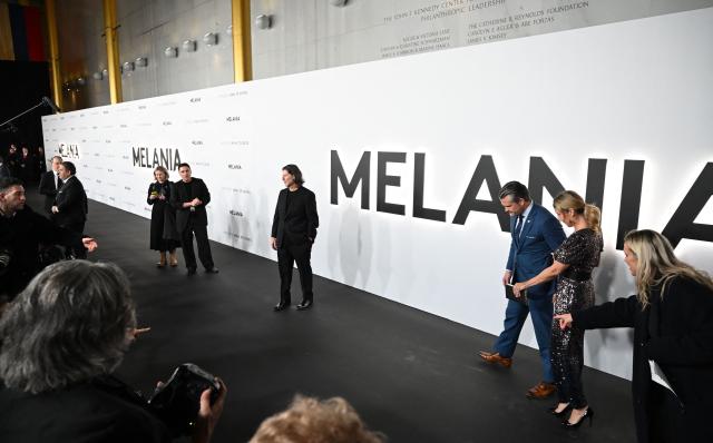 US Secretary of Defense Pete Hegseth (R) along with guests attend the world premiere of Amazon MGM Studios' "Melania" at the Kennedy Center in Washington, DC, on January 29, 2026. (Photo by Alex WROBLEWSKI / AFP)