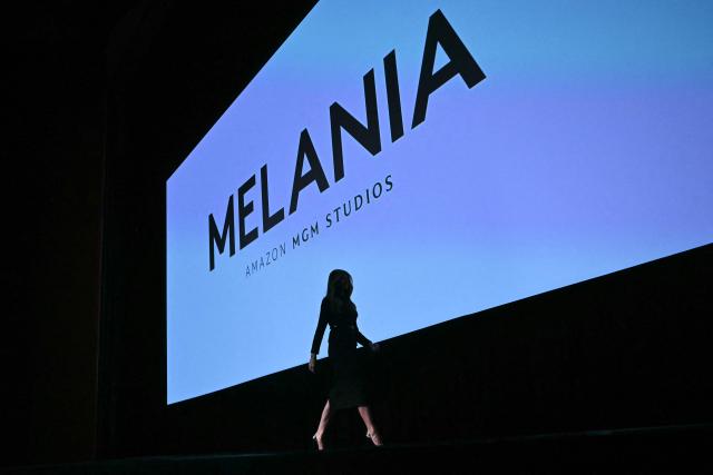 US First Lady Melania Trump walks off the stage after speaking during the world premiere of Amazon MGM Studios' "Melania" at the Kennedy Center in Washington, DC, on January 29, 2026. (Photo by Brendan SMIALOWSKI / AFP)
