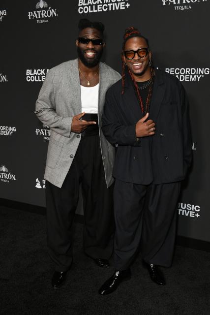 US rapper Tobe Nwigwe and music producer Kizzo attend the Recording Academy Honors Black Music Collective at the Fairmont Century Plaza in Los Angeles on January 29, 2026. (Photo by Unique Nicole / AFP)
