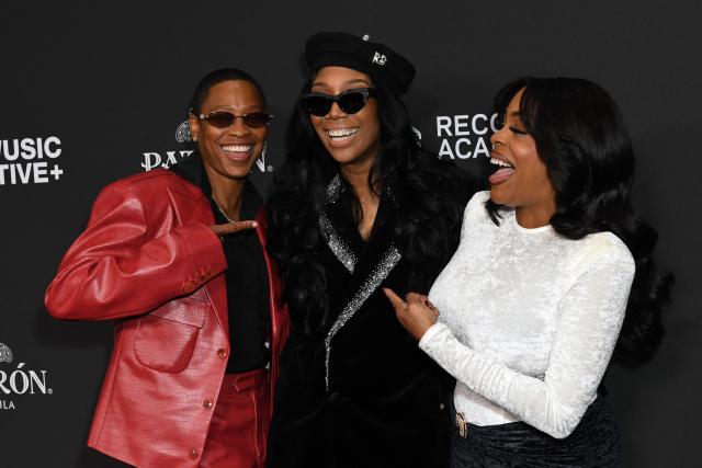 US singers and actresses Jessica Betts (L), Brandy (C) and US actress Niecy Nash-Betts attend the Recording Academy Honors Black Music Collective at the Fairmont Century Plaza in Los Angeles on January 29, 2026. (Photo by Unique Nicole / AFP)