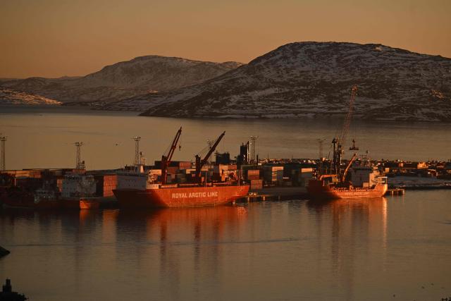 Ships are mooring at the harbour of Nuuk, Greenland on January 29, 2026. (Photo by Ina FASSBENDER / AFP)