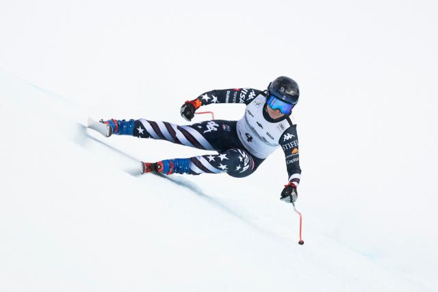 US' Jacqueline Wiles competes in the women's downhill race part of the FIS Alpine Ski World Cup 2025-2026, in Crans Montana, Switzerland, on January 30, 2026. (Photo by Fabrice COFFRINI / AFP)