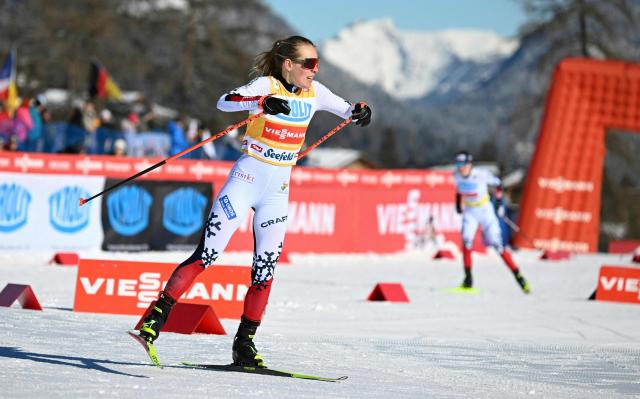 Norway's Ida Marie Hagen competes in the first run of women's Normal Hill Mass Start event at the FIS Ski Nordic Combined World Cup, on January 30, 2026 in Seefeld, Austria. (Photo by BARBARA GINDL / APA / AFP) / Austria OUT