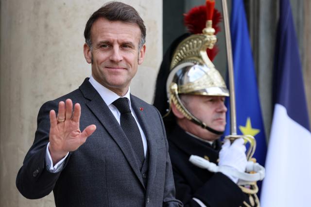 France's President Emmanuel Macron reacts as he awaits Cape Verde President Jose Maria Neves ahead of their meeting at the Elysee Palace in Paris on January 30, 2026. (Photo by Ludovic MARIN / AFP)
