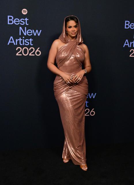 US TV host Kamie Crawford attends Spotify's 2026 Best New Artist Party in West Hollywood, California on January 29, 2026. (Photo by Frederic J. BROWN / AFP)