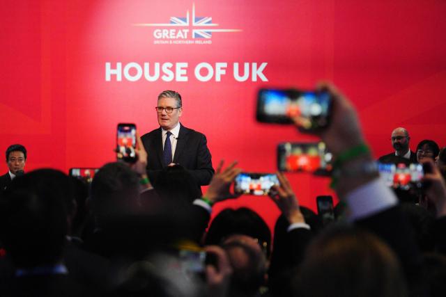 Britain's Prime Minister Keir Starmer addresses Chinese and UK business delegations at House of UK reception in Shanghai on January 30, 2026. (Photo by Carl Court / POOL / AFP)