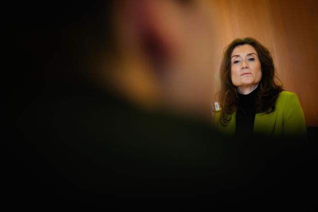 Les Democrates' MP Sandrine Josso attends with France's junior Minister in charge of equality the signature of a program dedicated to combating chemical submission at the Nantes University Hospital in Nantes on January 30, 2026. (Photo by Loic VENANCE / AFP)