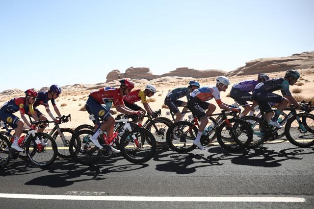 Lidl-Trek cycling team's Italian Jonathan Milan competes in the fourth stage of the AlUla Tour cycling race, 173,4 km from Winter Park to Hegra on January 30, 2026. (Photo by Anne-Christine POUJOULAT / AFP)