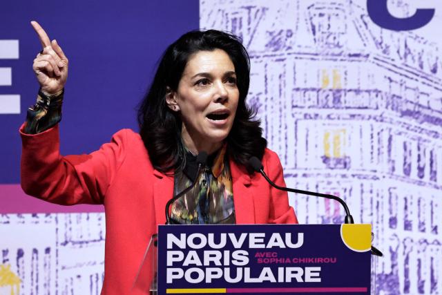 La France Insoumise - Nouveau Front Populaire's MP and candidate in the Paris municipal elections Sophia Chikirou delivers a speech during a campaign meeting at the Cirque d'Hiver in Paris on January 30, 2026. (Photo by STEPHANE DE SAKUTIN / AFP)