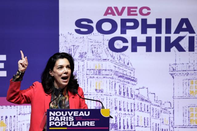 La France Insoumise - Nouveau Front Populaire's MP and candidate in the Paris municipal elections Sophia Chikirou delivers a speech during a campaign meeting at the Cirque d'Hiver in Paris on January 30, 2026. (Photo by STEPHANE DE SAKUTIN / AFP)