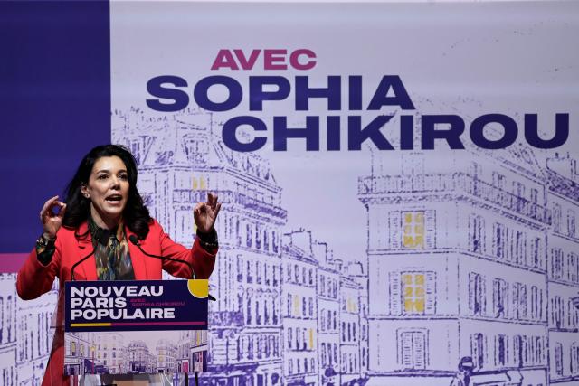 La France Insoumise - Nouveau Front Populaire's MP and candidate in the Paris municipal elections Sophia Chikirou delivers a speech during a campaign meeting at the Cirque d'Hiver in Paris on January 30, 2026. (Photo by STEPHANE DE SAKUTIN / AFP)