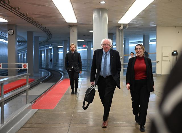 US Senator Bernie Sanders, Independent of Maine, walks in the halls of the US Capitol in Washington, DC, on January 30, 2026. US senators began voting on a deal backed by President Donald Trump to avert the worst impact of an imminent government shutdown, after a Republican holdout lifted his block following tense talks. Even if the Senate clears the package, a shutdown is still set to begin on Saturday because the House of Representatives is out of session until Monday, making a brief funding lapse unavoidable. (Photo by Alex WROBLEWSKI / AFP)