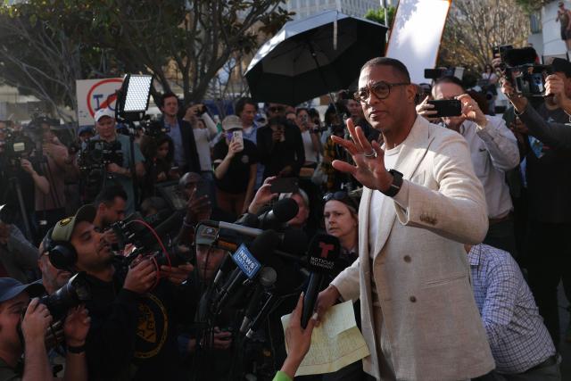 US Journalist Don Lemon speaks to the media after a hearing at the Edward R. Roybal Federal Courthouse in Los Angeles on January 30, 2026. The Trump administration charged Lemon with civil rights crimes over coverage of immigration protests in Minneapolis, as the US president branded a nurse shot dead by federal agents in the city an "agitator."
The arrest of former CNN anchor came as President Donald Trump walked back his conciliatory tone following public outrage over the killings of Alex Pretti and another American citizen in the Minnesota city. (Photo by Patrick T. Fallon / AFP)