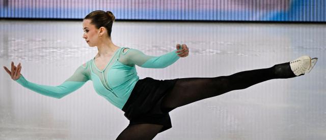 Russia's figure skater Kamila Valieva competes in Russia's Skate Jumping Championship at Navka arena in Moscow on January 31, 2026. Russian figure skating prodigy Kamila Valieva returns to competitive sport on Saturday hoping to roll back the years in a once promising career blighted by a doping scandal. Aged just 15 years she had propelled Russia to team gold at the 2022 Winter Games in Beijing, becoming the first female skater to land a quadruple jump in an Olympic competition, but that medal and all her other titles from December 2021 onwards were stripped after it emerged she had failed a doping test before the Winter Olympics, a decision the Kremlin denounced as "politicised". (Photo by Alexander NEMENOV / AFP)