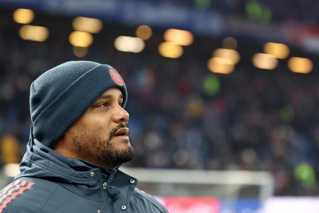 Bayern Munich's Belgian head coach Vincent Kompany looks on prior to the German first division Bundesliga football match between Hamburger SV and FC Bayern Munich in Hamburg, northern Germany on January 31, 2026. (Photo by IBRAHIM OT / AFP) / DFL REGULATIONS PROHIBIT ANY USE OF PHOTOGRAPHS AS IMAGE SEQUENCES AND/OR QUASI-VIDEO