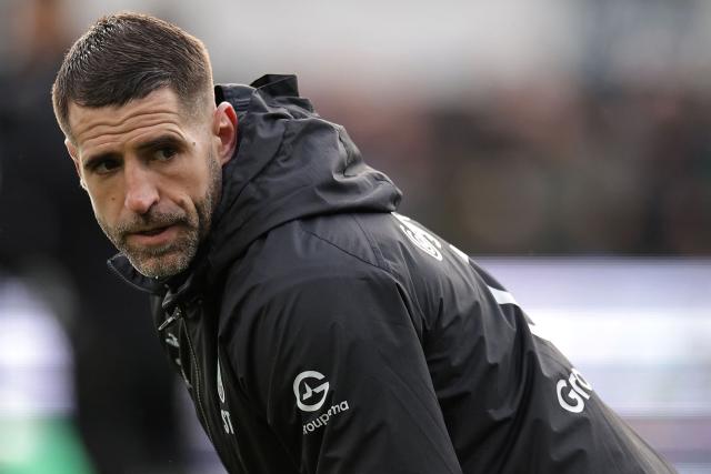 Montauban's French head coach Sébastien Tillous-Borde looks on prior to the French Top14 rugby union match between US Montauban and Union Bordeaux-Begles (UBB) at Stade Sapiac in Montauban, south-western France on January 31, 2026. (Photo by Valentine CHAPUIS / AFP)