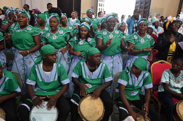 Garifuna Afro-Indigenous people attend mass at the Basilica of Suyapa during celebrations for the 279th anniversary of the Virgin of Suyapa, in Tegucigalpa, on January 31, 2026. Next February 3 marks the anniversary of the Virgin of Suyapa, declared Patroness of Honduras by Pope Pius XII in 1925. (Photo by Orlando SIERRA / AFP)