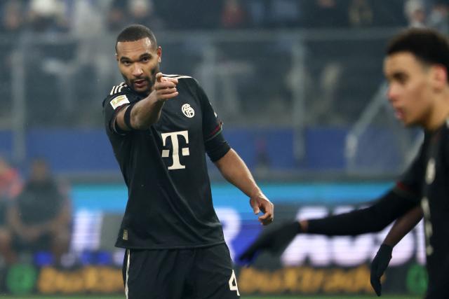 Bayern Munich's German defender #04 Jonathan Tah gestures during the German first division Bundesliga football match between Hamburger SV and FC Bayern Munich in Hamburg, northern Germany on January 31, 2026. (Photo by IBRAHIM OT / AFP) / DFL REGULATIONS PROHIBIT ANY USE OF PHOTOGRAPHS AS IMAGE SEQUENCES AND/OR QUASI-VIDEO