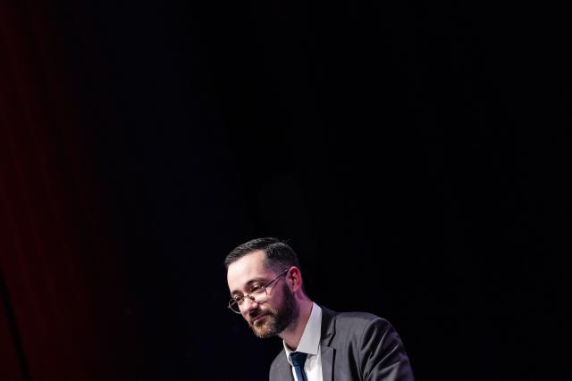French MP and member of the La France Insoumise (LFI) group David Guiraud delivers a speech during his campaign rally as a candidate for the municipal elections in Roubaix, northern France, on January 31, 2026. (Photo by Sameer Al-DOUMY / AFP)