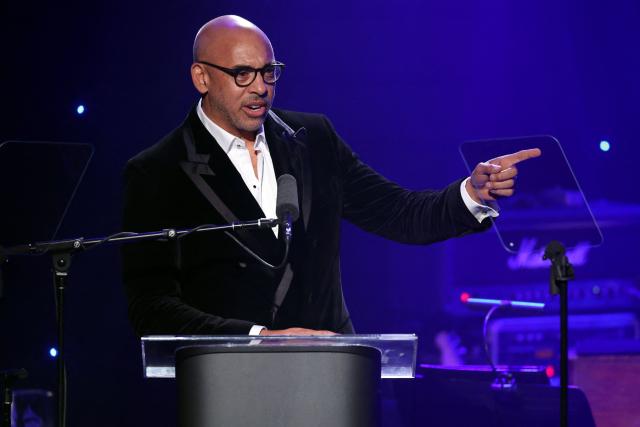 The Record Academy CEO Harvey Mason, Jr. speaks onstage during the Recording Academy and Clive Davis' Salute To Industry Icons pre-Grammy gala at the Beverly Hilton hotel in Beverly Hills, California on January 31, 2026. (Photo by Patrick T. Fallon / AFP)