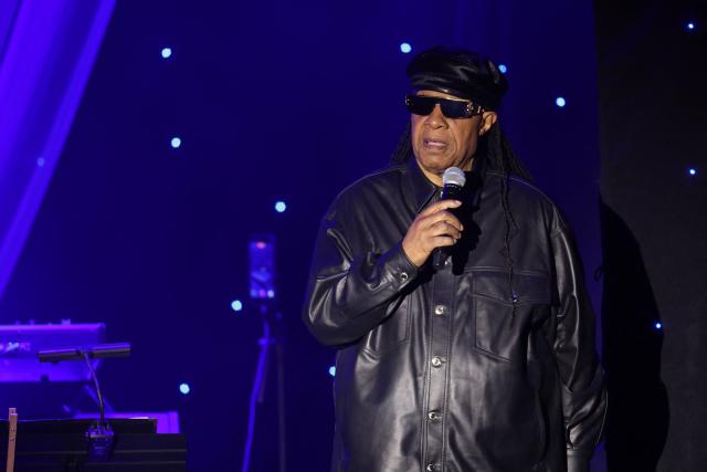 US singer-songwriter Stevie Wonder speaks onstage during the Recording Academy and Clive Davis' Salute To Industry Icons pre-Grammy gala at the Beverly Hilton hotel in Beverly Hills, California on January 31, 2026. (Photo by Patrick T. Fallon / AFP)
