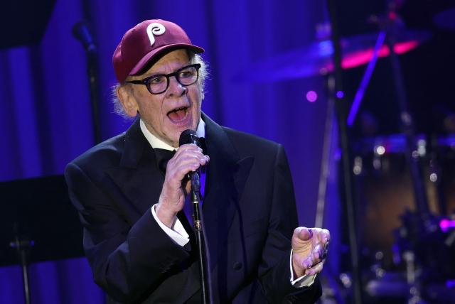 US singer Art Garfunkel performs onstage during the Recording Academy and Clive Davis' Salute To Industry Icons pre-Grammy gala at the Beverly Hilton hotel in Beverly Hills, California on January 31, 2026. (Photo by Patrick T. Fallon / AFP)