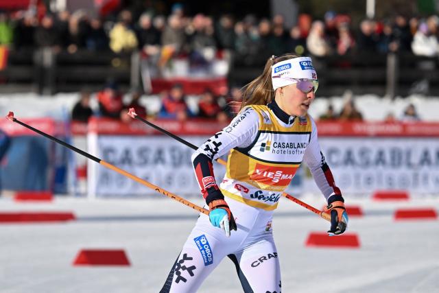 Norway's Ida Marie Hagen competes during the cross-country race to win the Women's Individual Gundersen Normal Hill HS109/7,5km event of the FIS Nordic Combined World Cup in Seefeld, Austria, on February 1, 2026. (Photo by BARBARA GINDL / APA / AFP) / Austria OUT